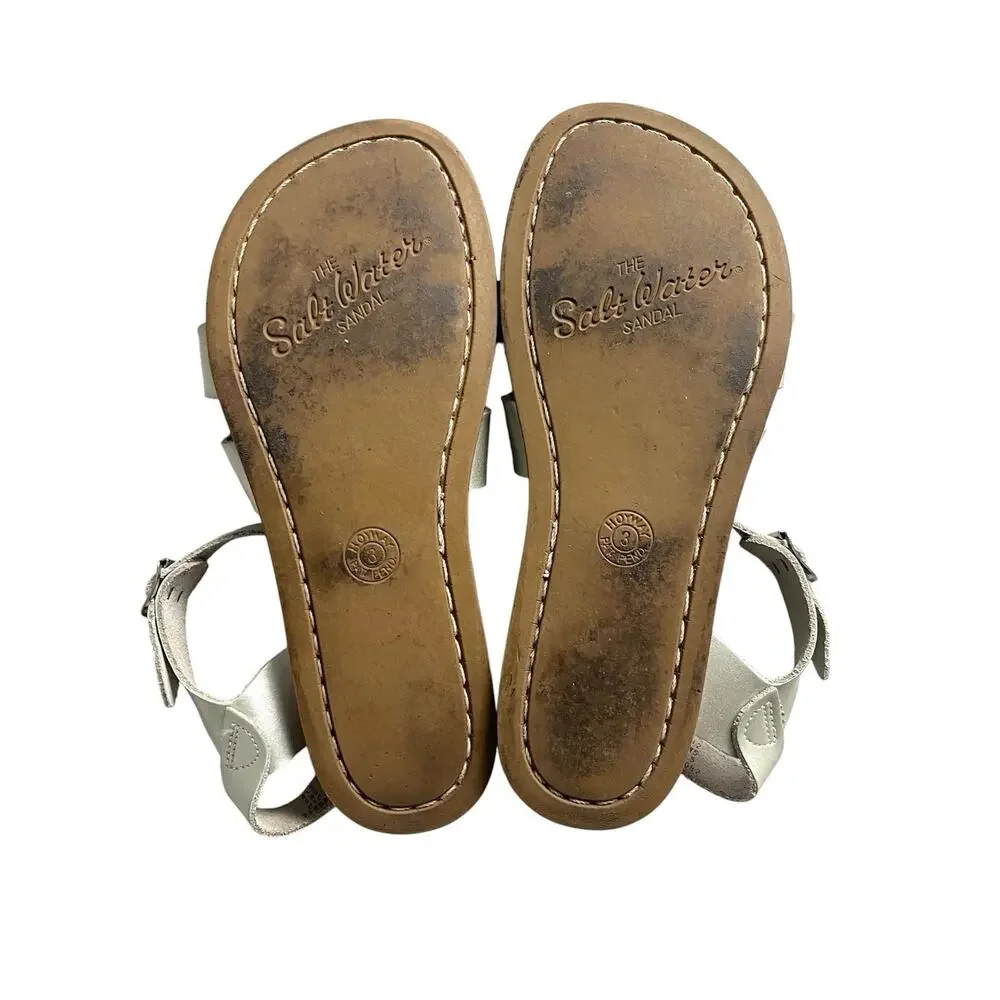 Salt Water Sandals The Original Silver Leather big Kid Size 3 Summer comfy